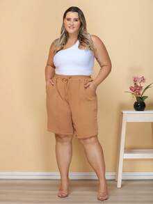 2-Piece Women's Bermuda Shorts Plus Size Duna Fabric Comfortable Fashion Kit - Varias Cores - 查看 4