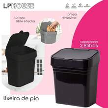 2.8L Sink Trash Can With Lid – Organized And Hygienic Kitchen – Durable And Easy To Clean - Xám - Xem 5