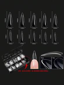 250/500/600 片软凝胶假指甲片透明自然雕刻细高跟/棺材/杏仁/方形假指甲全覆盖指甲片优质按压式指甲适合女士女孩家庭美甲沙龙延长 DIY 美甲用品 - 無色 - 查看 21