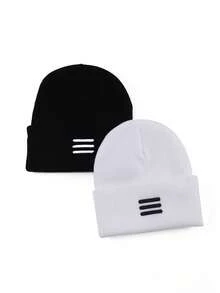 1pc Or 2pcs Men 3D Letter Embroidery Knit Beanie Hat, Suitable For Autumn/Winter Fall