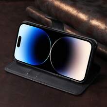 Magnetic Flip Cover PU Leather Wallet Phone Case With 3 Card Slots, Photo Frame And Cash Pocket, Suitable For IPhone 17 16 15 14 13 12 11 Pro Pro Max Plus Mini XR XS X XS MAX, Solid Color With Wrist Strap