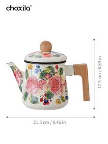 1pc Rose Enamel Teapot, Kettle, Large Capacity Teapot, Suitable For Gas Stove And Induction Cooktop, Universal Tabletop Decorative Enamel Teapot - Rose Enamel Pot - View 13