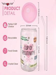 Pink Lid Glass Straw Cup, Iced Coffee Glass Cup, Matcha Straw Cup, Milk Tea Straw Cup, Can-Shaped Cola Cup - Best Gift Choice For Friends! - Multicolor - View 6