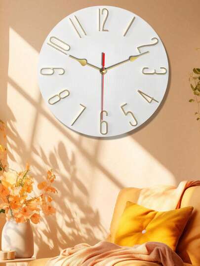 Moderne Minimalist Digital Wand Klok Wit Goud Hour Markers), Silent Quartz Movement, Battery Powered Living Room, Bedroom, Office, Kitchen Ideal Ho warming/Birthday AA Batteries Not Included Durable Materials Easy To Read Display, Home High Quality Craftsmanship, Working Professionals view 4