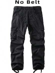 Men's Cargo Work Pants Cotton Casual Wild Outdoor Ripstop Camo Trousers With 9 Pockets-20256688 - màu đen - Xem 7