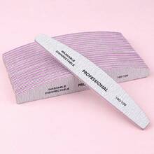 5 piezas Limas de uñas profesionales con forma de media luna 100/100 Grano Bloque de lijado de uñas Tabla de esmeril para uso doméstico y salón, Suministros de uñas, Herramientas de uñas, Herramientas de arte de uñas, Vuelta al colegio, Uñas, Herramientas para uñas postizas - Gris Claro - Ver 6