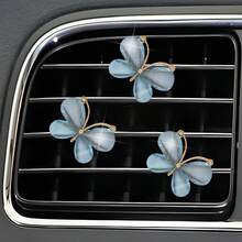 3入組藍色的蝴蝶形狀車出風口裝飾用品夾,可愛汽車空調百葉窗夾 - 藍色 - 查看 13