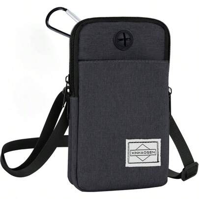 - Bolso bandolera para telfono celular, bolsa de viaje con correa de hombro extrable, Gris oscuro, Una talla, Deporte