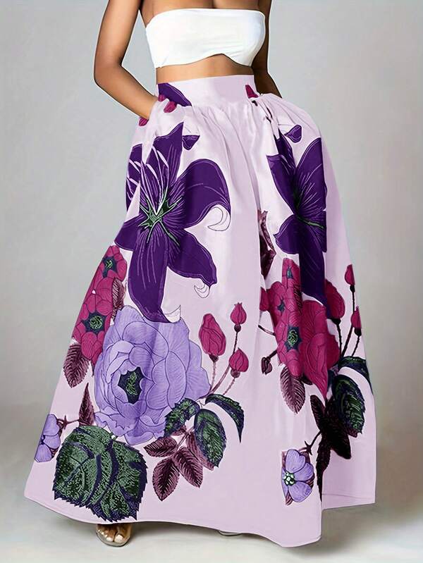 Midsummer Secret Land.Bohemian Goddess Dress | High-Waisted Slim Floral Dress | Vacation And Travel Photography Jersey | Romantic Prints Dancing In The Wind