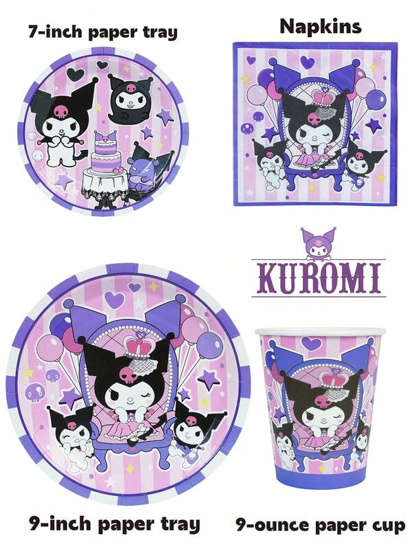 Sanrio 40/20/10 Piece Set, Sanrio, Cinnamoroll, Hello Kitty, Kuromi, Melody Cartoon Character Themed Party Set, Including Disposable Plates, Paper Cups, Napkins, Suitable For Birthday Parties, Daily Gatherings, Bridal Showers, Reception Guests, Multiple Specifications To Choose From, Suitable For Multi Person Use, Kitchen, Decoration, Restaurant Decoration, Camping, Picnicking, Office Paper Cups.