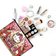 Sanrio Sanrio Hello Kitty Large Multi-Functional 1pc Makeup Bag - Ideal For Organizing Skincare Items, Makeup, And Travel Necessities - Excellent Gift For Christmas, Valentine's Day, Or Birthdays, Portable Zippered Storage Bag