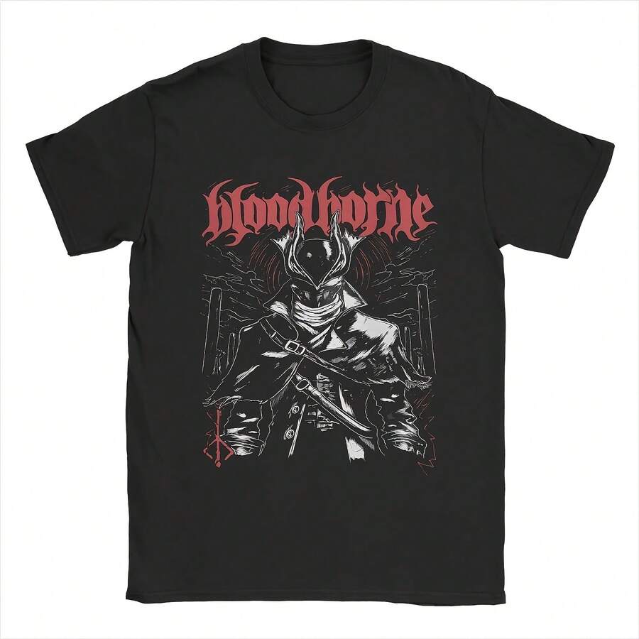 S Wos Bloodborne Lady Maria Of The Astral Clocktower Game T Shirt Pure Cotton Graphic Printing T-Shirt Clothing Outfits - 黑色03 - 查看 1