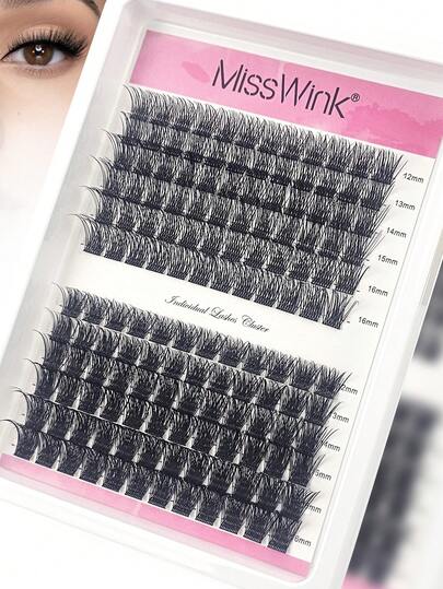  Miss Wink Soft Natural False Eyelashes, 12-16mm Mixed, 0.07mm D Curl, 12 Rows 144 Pieces, Single Cluster 3D Precise Fit, Suitable For Daily Makeup, Lightweight And Portable, Applicable For Daily Life, Parties And Various Occasions