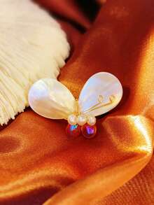 1 pièce Broche de perle, convenant pour le port quotidien des femmes, les fêtes, élégante, vintage, chic, minimaliste, , polyvalente, personnalisée, affinante, généreuse