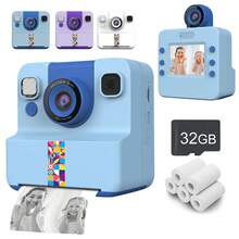 1pc Kids Camera Instant Print, Print Paper, 2.4" Screen Instant Camera For Kids Ages 6-12,1080P, 180°Flip Lens,32GB Card- Christmas Birthday Present For Boys & Girls