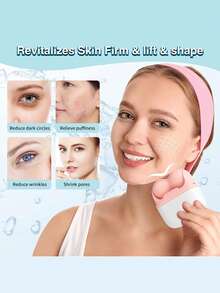 Dual Head Ice Roller And Compressor - Manual Face And Head Massager With Cooling To Relax Muscle Tension, No Batteries Required, Light Brown Color Treatment Tool, Face Ice Roller, Skincare Daily Use Enhancer, Ergonomic Design, Construction For Home, Christmas Gift, Back To School Season Gift, Valentine's Day Gift