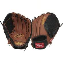 Rawlings Players Glove Series TBall and Youth Baseball Gloves Sizes 9" 11.5" - Bronceado oscuro y negro - Ver 1