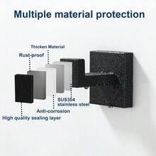 PThink Ganchos de Pared Cuadrados 4 pzs Acero Inoxidable 304 Montaje con Tornillos Ocultos Perchero Gancho para Toallas y Abrigos 4 Negro Mate - NegroMate - Ver 7