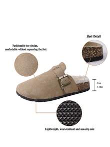 Pantoufles femme à enfiler confortables et polyvalentes, doublées de thermique - Kaki - Voir 7