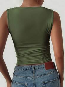 Women's Sleeveless Summer Y2K Casual Solid Color Square Neck Slim Fit Tank Top