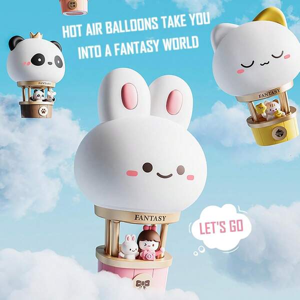 مصباح ليلي جديد بتصميم بالون هوائي قابل للشحن، مصباح طاولة بجانب السرير ب- 3 مستويات سطوع، مصباح دافئ، مصباح ليلي USB، مناسب لغرفة النوم وغرفة المعيشة.