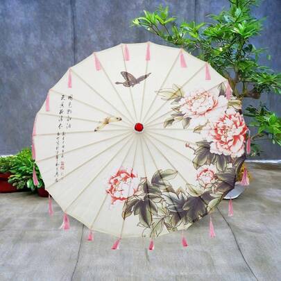 Handmade Chinese Umbrella Oiled Paper Parasol Art Dance Umbrella With Bamboo Stick For Wedding Party Stage