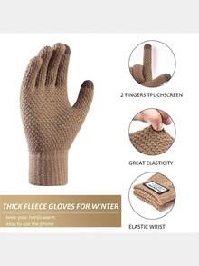 1 Đôi Găng tay cảm ứng dệt kim lót nhiệt dành cho nam, có sẵn màu đen, cà phê và xanh bạc hà, ấm áp và dày, thời trang đa năng, thích hợp khi lái xe, hoạt động ngoài trời vào mùa đông - Nhiều màu - Xem 10
