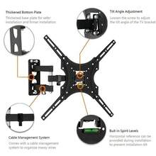 Full Motion TV Wall Mount For Most 26-55 Inch TVs, Articulating Arms Swivel And Tilt Tv Mount, Wall Mount Brackets Max VESA 400x400, Holds Up To 77 Lbs. - 黑色 - 查看 5
