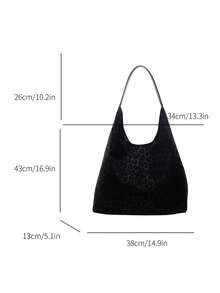 2 件女士豹纹单肩托特包，高品质，大容量，时尚通勤包，秋冬