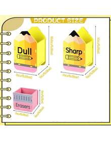 1pc Wooden Splicing Pen Holder. Yellow Pencil Shaped Pen Holder, Desktop Miscellaneous Storage Pen Holder, Pencil Holder, Eraser Storage Box, For Storing Pencils, Desktop Organizer Back To School,Pencil Case,Pencil Pouch,School Bag