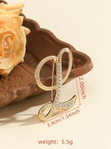 1 件时尚创意水钻 A-Z 英文字母金色胸针，百搭简约配饰别针，适合男女珠宝服装配饰包包饰品办公室配饰圣诞礼物 - 彩色 - 查看 6