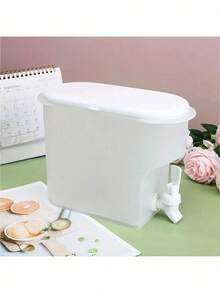 1个大容量冰箱饮料分配器，带水龙头，PP材质，适用于柠檬水、果汁、茶，现代白色冷水容器，家用厨房 - 白色 - 查看 4