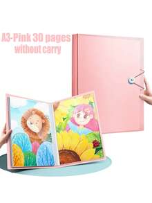 A3 钻石画收纳册 - 30 页可存放 60 页艺术作品，钻石画配件钻石收纳展示册，钻石画作品集文件夹，带透明口袋和工艺用品的收纳相册，粉色/紫色/蓝色可选 - 彩色 - 查看 12