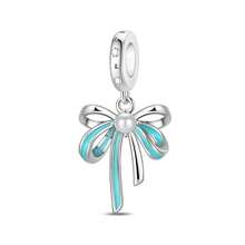 1pc Silver Color Blue Ocean Series, Flower, Butterfly, Heart, Bowknot, Earth, Moon, Stars, Moon Oil Painting, Hot Air Balloon, Small Fish, Octopus, Turtle, Jellyfish, Dragon-Shaped Pendant Charm Fit Original Bracelet Necklace Pendant Beads For Diy Jewelry Making Perfect For Women Girl Daily Wear Accessories - Blue - View 5