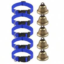 Conjunto de 5 coleiras de cabra com sinos, sino de vaca para pastoreio de ovelhas e cabras, conjunto de coleiras de nylon ajustáveis, sino de cobre alto anti-perda para animais de estimação, adequado para pequenos animais de fazenda, ovelhas, cabras e vacas