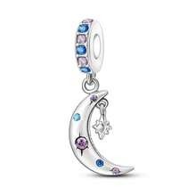 1pc Silver Color Blue Ocean Series, Flower, Butterfly, Heart, Bowknot, Earth, Moon, Stars, Moon Oil Painting, Hot Air Balloon, Small Fish, Octopus, Turtle, Jellyfish, Dragon-Shaped Pendant Charm Fit Original Bracelet Necklace Pendant Beads For Diy Jewelry Making Perfect For Women Girl Daily Wear Accessories - Blue - View 13