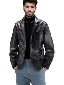 Men's Faux Leather Jacket, Blazer Outerwear