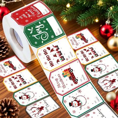 100 Sheets/Roll Christmas Gift Label Stickers, Writable Self-Adhesive Multi-Purpose Holiday Decoration Labels, Used For Holiday Gift Packaging, Daily General Self-Adhesive Labels, Multiple Styles, Christmas Decorations, Christmas, Christmas Crafts Christmas Christmas Decorations Christmas Pajamas Christmas Gifts Christmas Decor