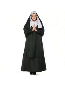 Halloween New Arrival In Stock Cosplay Costume Set, Sexy European Style Temptation Lingerie Headscarf Cross Stockings, Back To School Single Party Masquerade Ball Missionary Role Play Prop