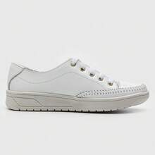 Women's Comfortable Casual Genuine Leather Fashion Sneakers - trắng - Xem 2