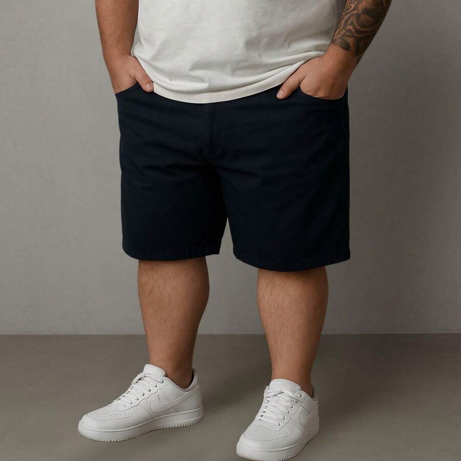 Men's Twill Bermuda Shorts Plus Size 48 To 58 - Black - View 1