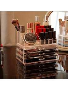 1pc Acrylic Transparent Drawer Style Makeup Jewelry Storage Box, Display Rack. Desktop Organizer For Jewelry, Lipstick, Eyeshadow, Cushion, Skincare Products. Jewelry Display, Stationery Storage For Women Storage Organizer Travel Holiday Essential Fall Decor Autumn Halloween - Transparent color 1 - View 9