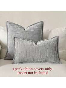 1 pieza Funda de almohada de chenilla, fundas de cojín decorativas suaves y esponjosas para sofá y cama (no incluye el relleno), para primavera, otoño e invierno - Gris Claro - Ver 3