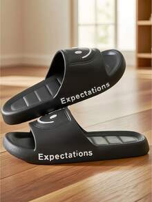 Summer New Men's Slippers, Rhombus Massage Soft Comfortable Solid Color, Casual Simple Versatile Suitable For Wearing In Dorm, Indoor And Outdoor, EVA Material Odor-Resistant Unisex House Slippers - Black - View 7