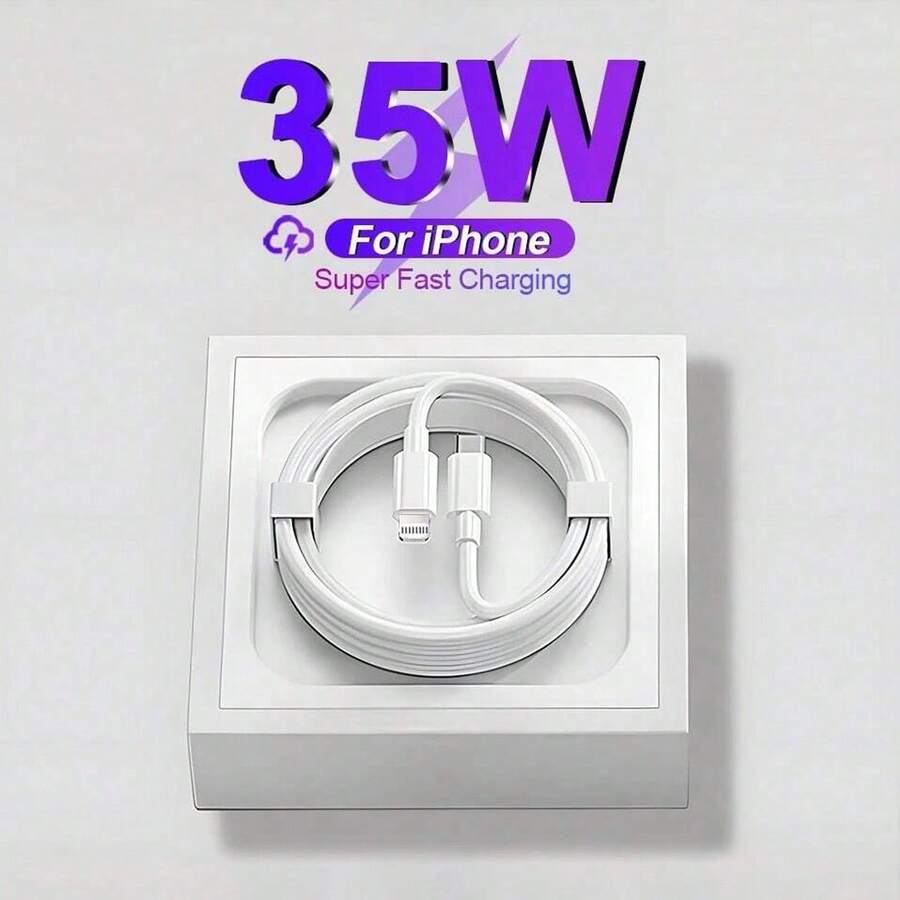 6.6ft/2m Lightning Charging Cable, Fast Charging, Compatible With IPhone 14, 13, 12 - White - View 1