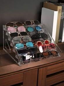 1pc Stylish Transparent Acrylic Eyeglass Storage Ladder Rack, Transparent Crystal-Style Eyeglass Storage & Display Case, Accessory Stand-Type Eyeglass Storage Box, Cosmetic & Nail Polish Organizer