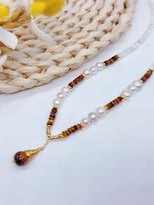 1 pièce Collier de perles baroques élégant, nouveau design minimaliste mode polyvalent affinant pour femmes, convient pour le port quotidien, le style vacances, bijoux pour femmes