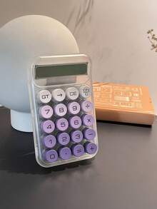 1pc Transparent Dopamine Mechanical Keypad Calculator, 10-Digit Large Display, High-Quality Material, Fashionable Design For Women, High-Quality And Cost-Effective, Suitable For Finance, Accounting, Students, Office Use, School Supplies, Back To School