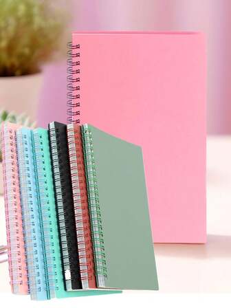 1/2 Pieces Spiral Notebook With Thick Plastic Hard Shell Cover And Horizontal Line, Sturdy Shell Aesthetics, Tear-Resistant Paper, Durable Material, A5 Size (60 Pages Per Book) Horizontal Line Notebook, Suitable For Students, School Supplies, And Side-Flip Notebooks For Office Professionals