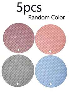 10/5/3/1件装蜂窝硅胶餐垫、杯垫、防滑垫、隔热垫，圆形耐热硅胶垫，PVC材质，可水洗，易清洁，防滑，耐热，适用于房间装饰、餐桌装饰、家居装饰、节日、派对、生日、婚礼和晚宴，防滑隔热垫，餐垫，餐厅配件，工具，野餐毯